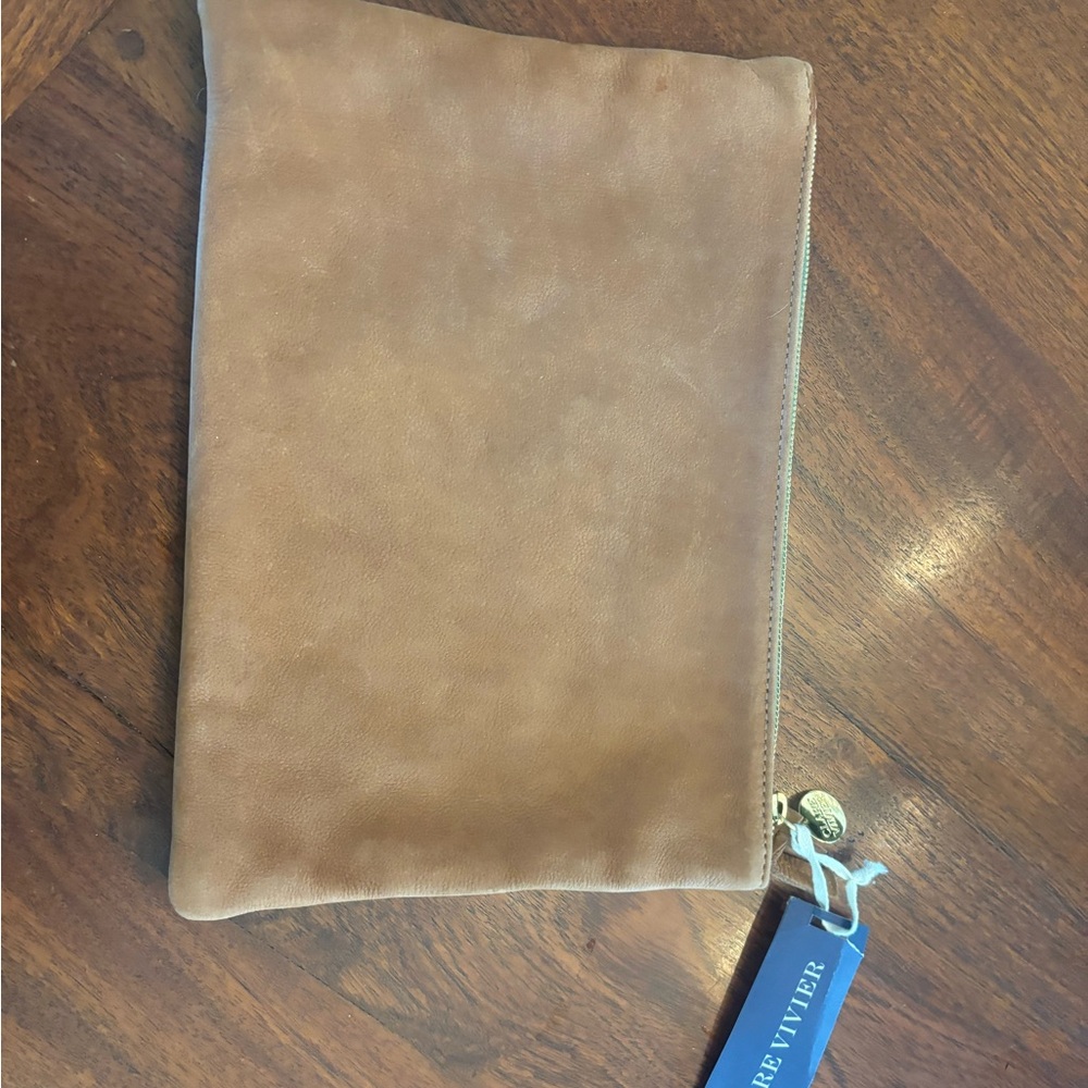 Clare V Tan Leather Clutch